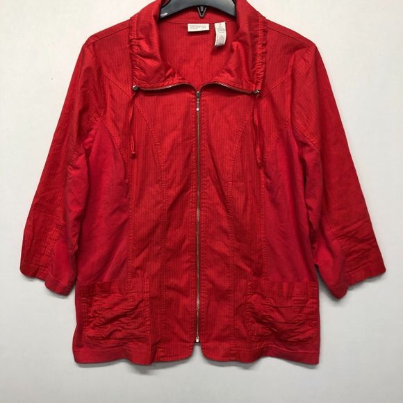 Zenergy by Chico's Women Full Zip Jacket Size 2 Red B241 -30 - Picture 10 of 16